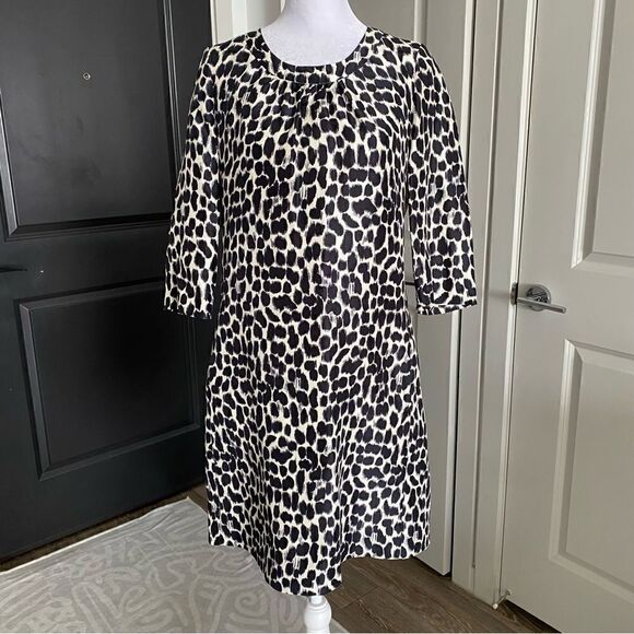 Kate Spade Dorothy Black and White Silk Shift Dress with Tie Waist Size 2 - Picture 1 of 12